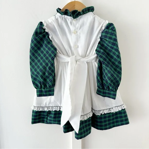 POLLY FLINDERS green plaid hand smocked dress